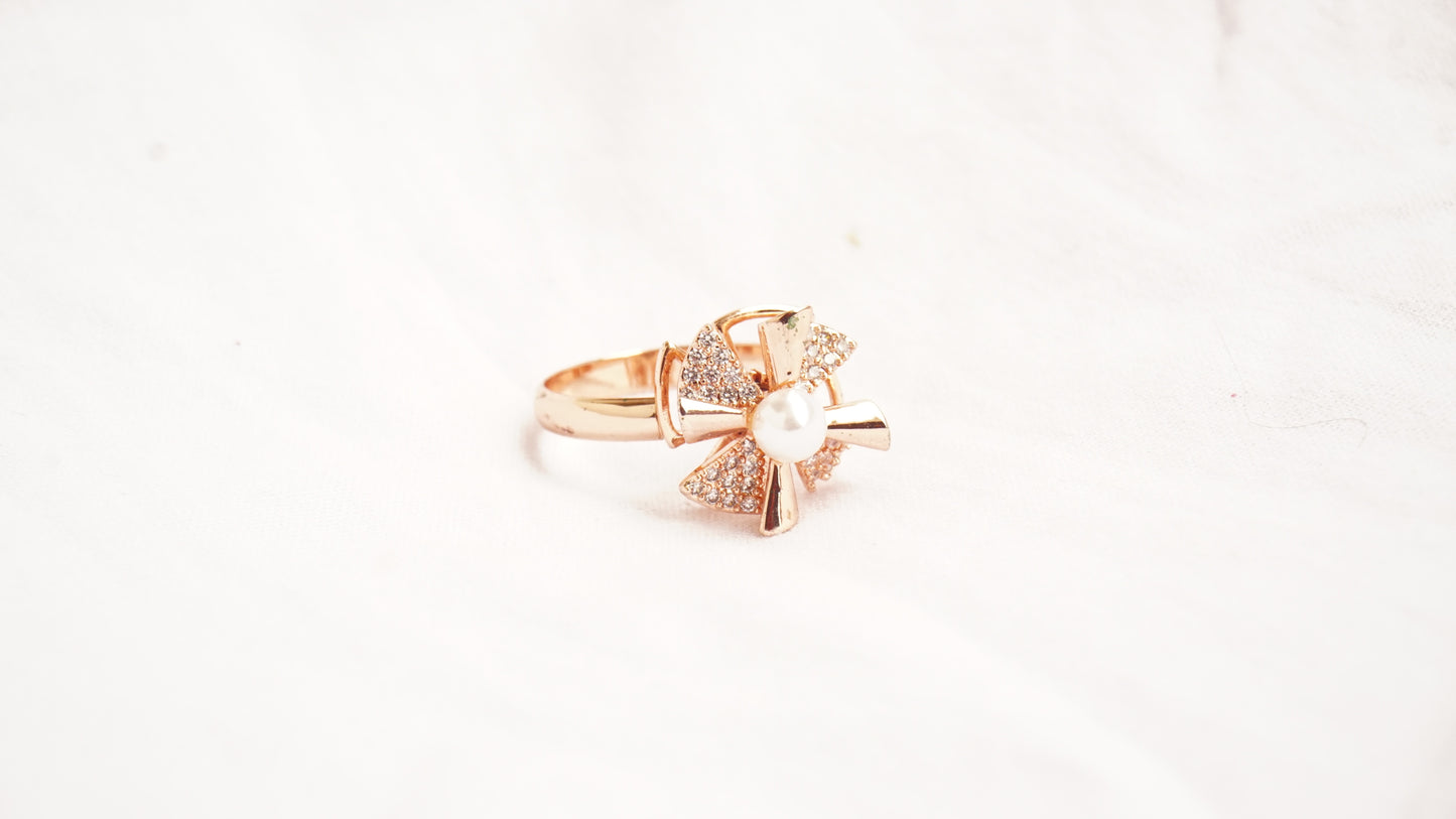 Rose Gold Plated With White Stones And A Pearl