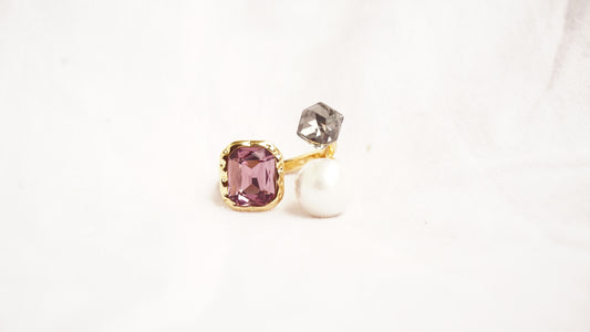 Three Stone with Diamond And Pearl For Women