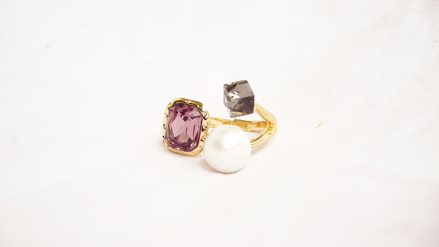 Three Stone with Diamond And Pearl For Women