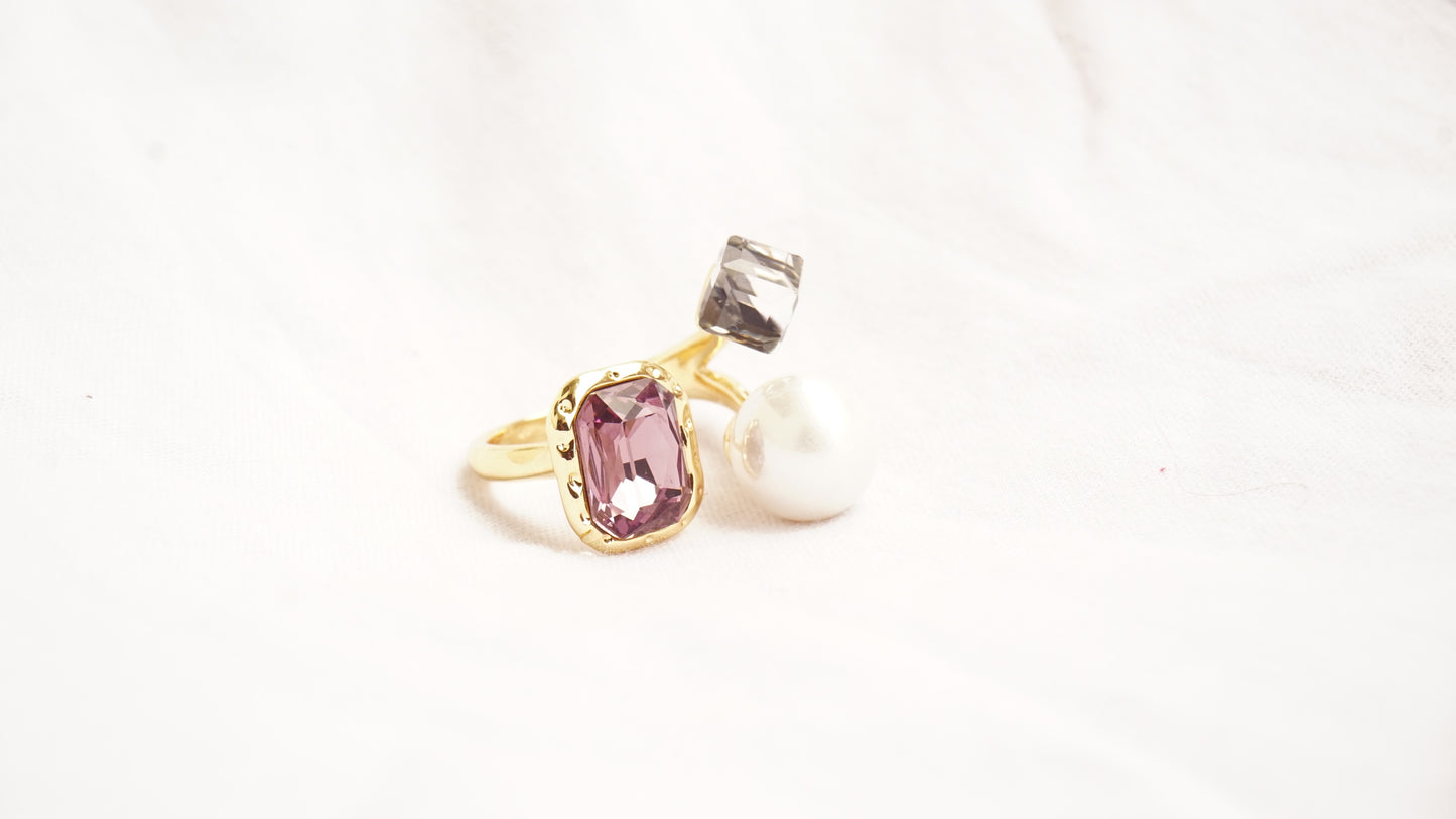 Three Stone with Diamond And Pearl For Women