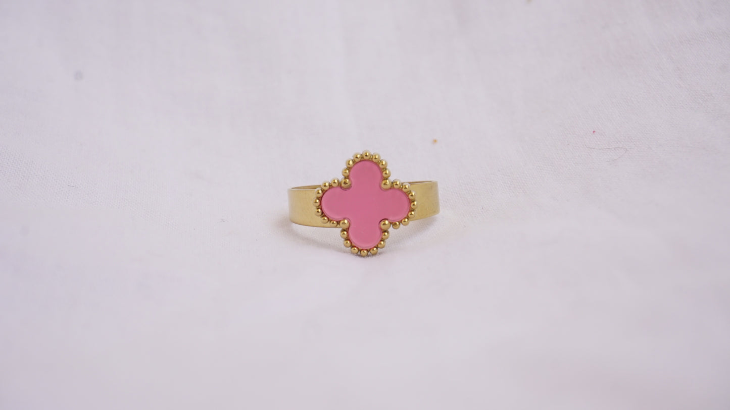 Casual Pink Stone Ring Gold Plated Ring For Women & Girls