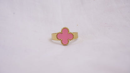 Casual Pink Stone Ring Gold Plated Ring For Women & Girls