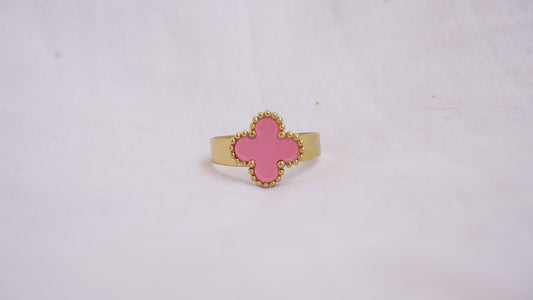 Casual Pink Stone Ring Gold Plated Ring For Women & Girls