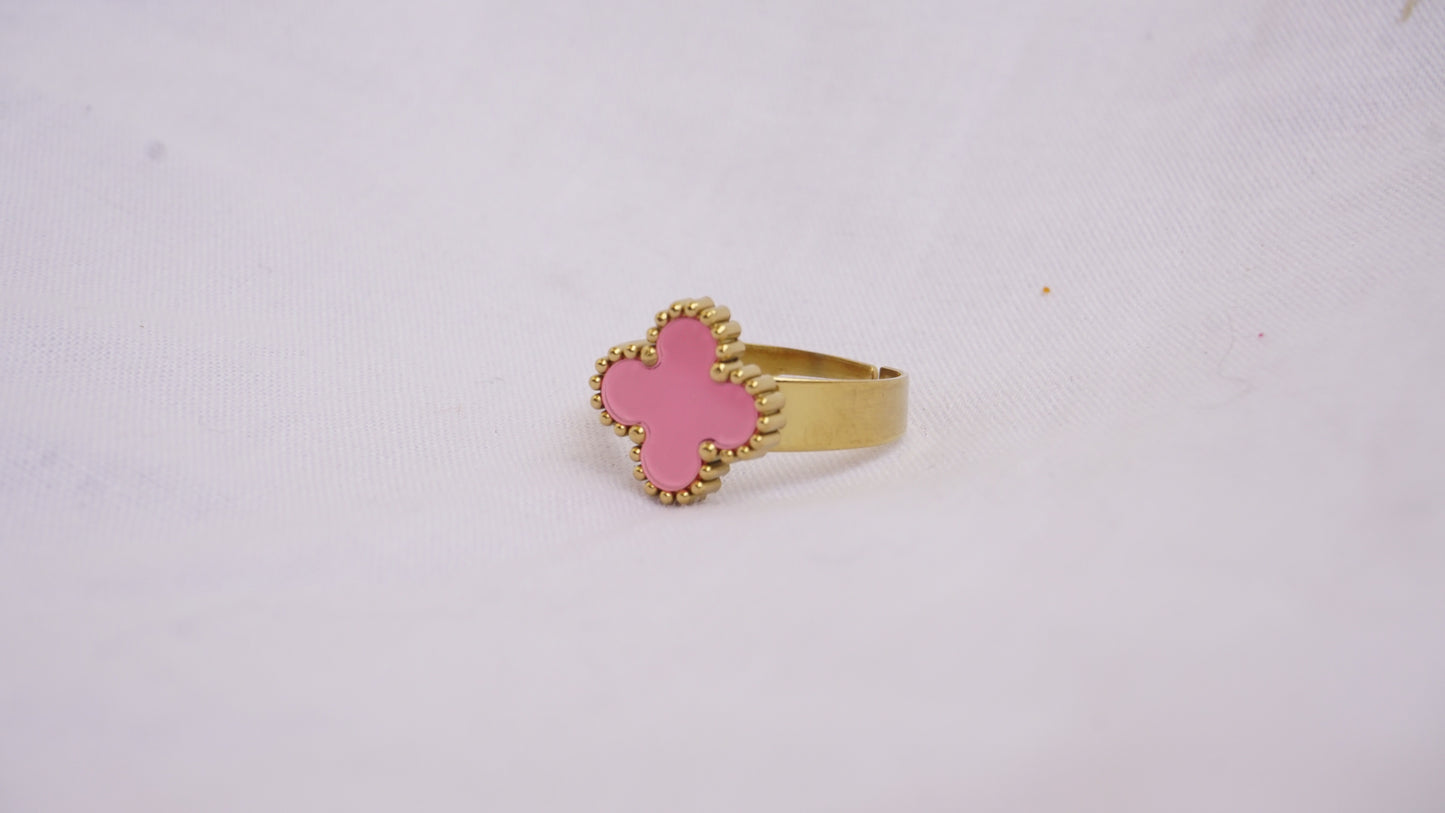 Casual Pink Stone Ring Gold Plated Ring For Women & Girls