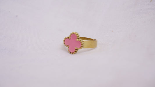 Casual Pink Stone Ring Gold Plated Ring For Women & Girls