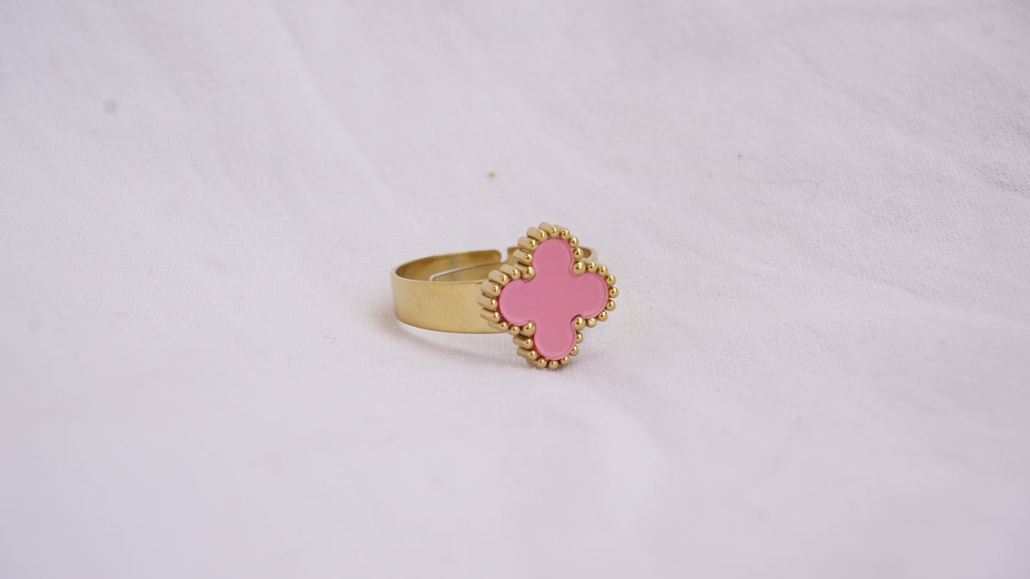 Casual Pink Stone Ring Gold Plated Ring For Women & Girls