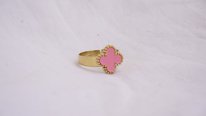 Casual Pink Stone Ring Gold Plated Ring For Women & Girls