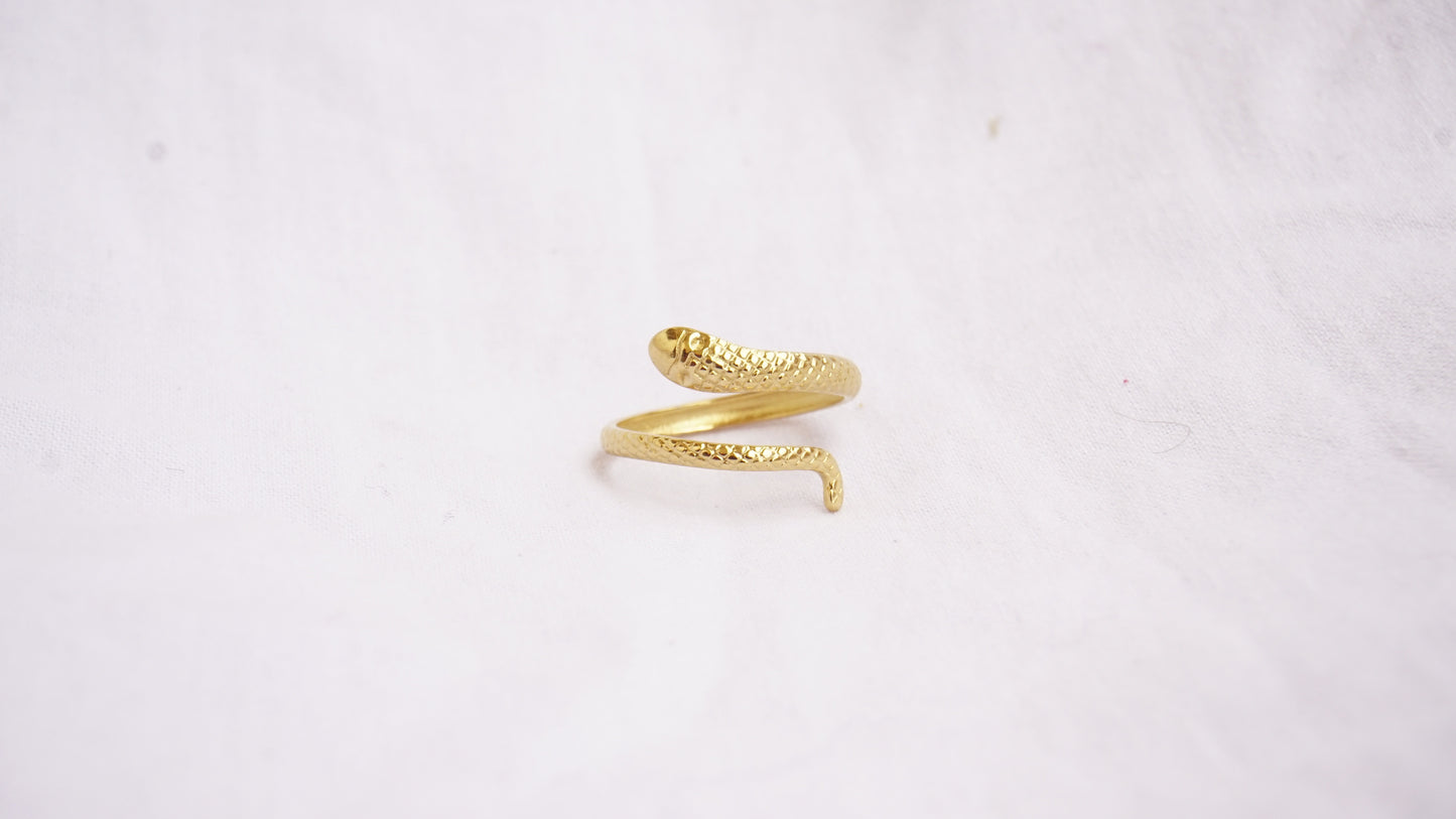Adjustable Gold Plated Snake Ring