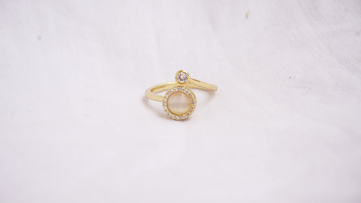 Cat's Eyes Ring Opal Spinnable 925 Sterling Silver