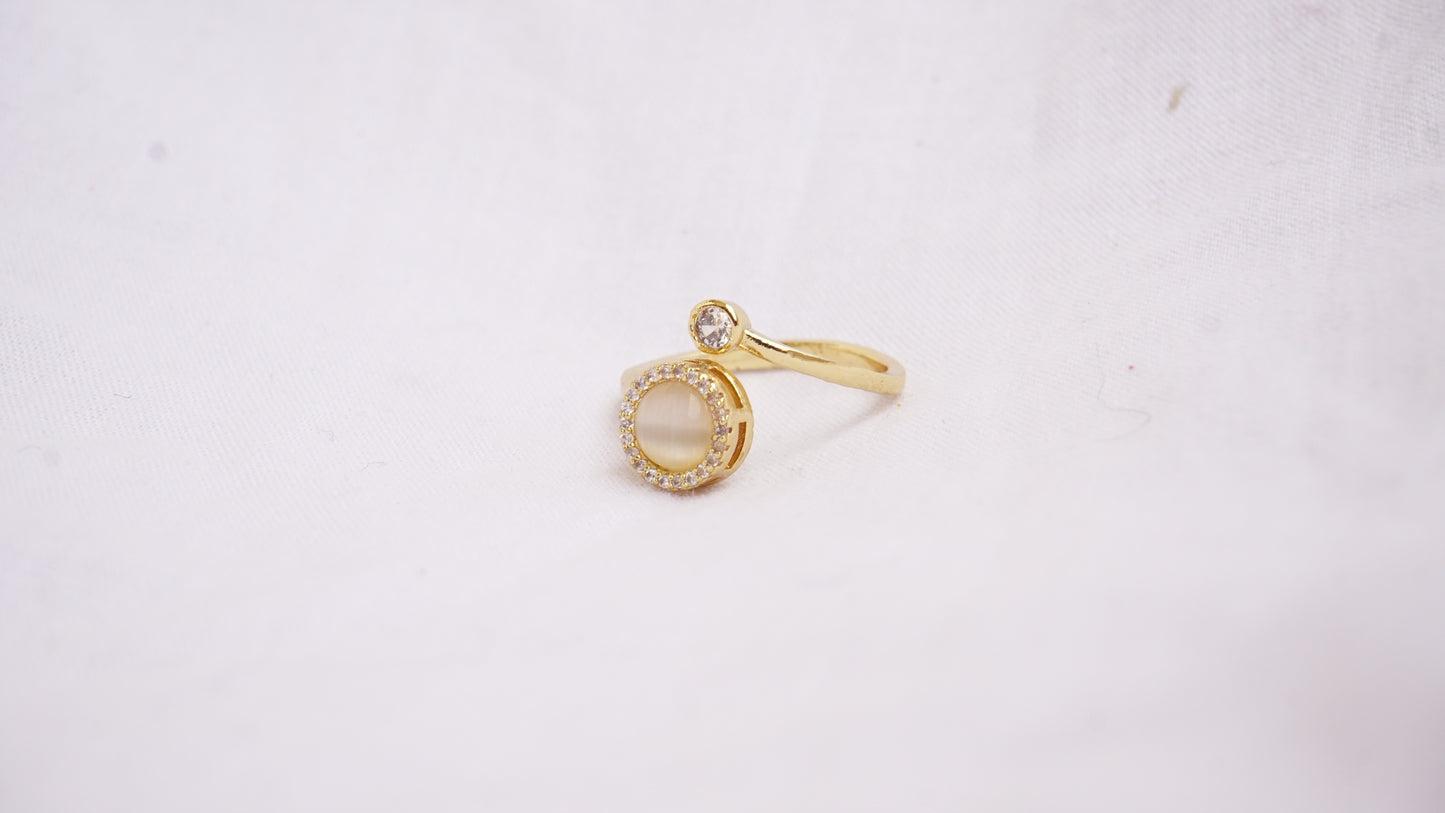 Cat's Eyes Ring Opal Spinnable 925 Sterling Silver