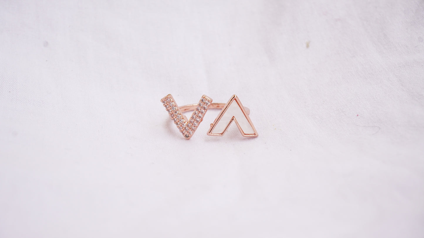 Open Ring for Women Simple Adjustable Letter V Ring