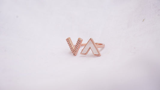 Open Ring for Women Simple Adjustable Letter V Ring
