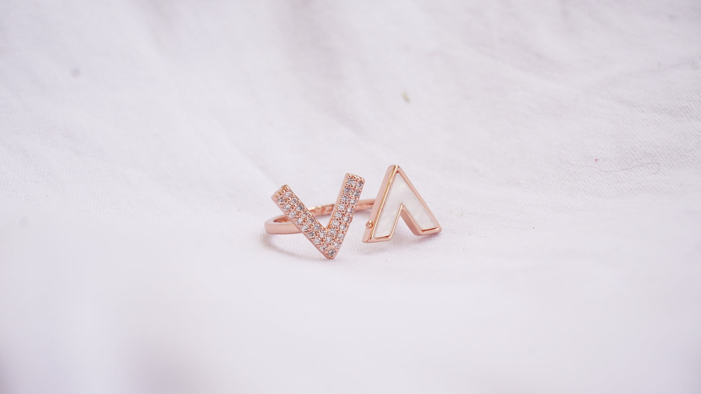 Open Ring for Women Simple Adjustable Letter V Ring