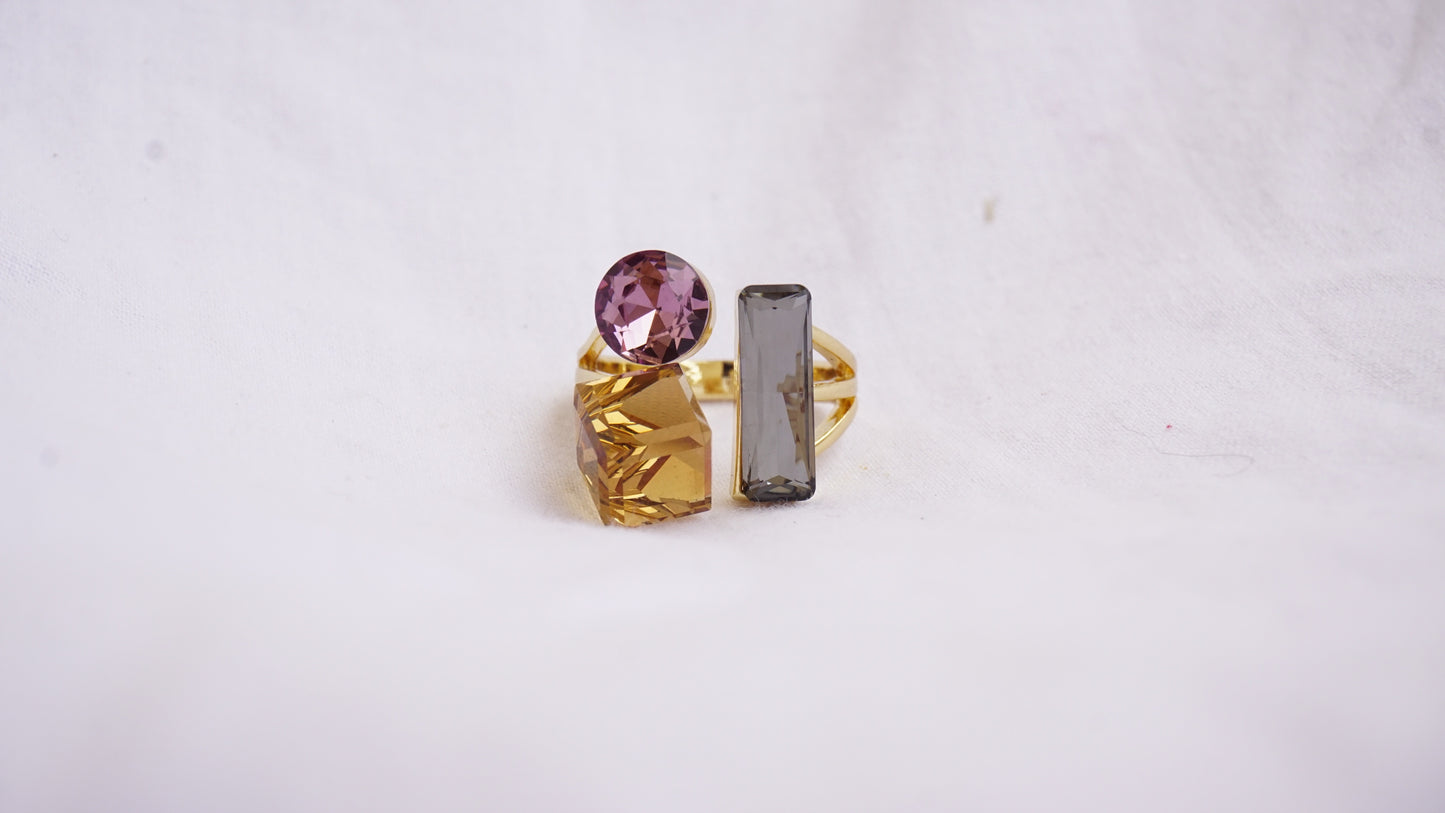 Open Band Pink Brown Diamond Ring