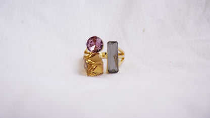Open Band Pink Brown Diamond Ring