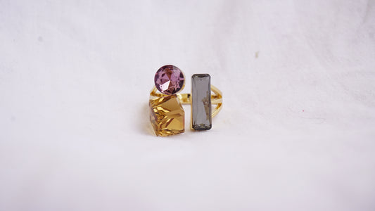 Open Band Pink Brown Diamond Ring