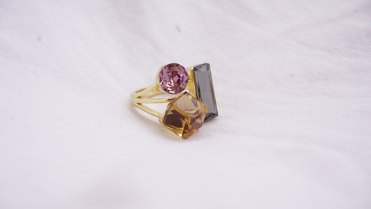 Open Band Pink Brown Diamond Ring