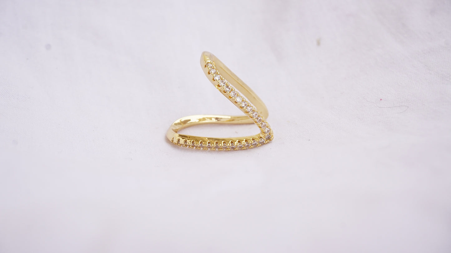 Pure Sterling Silver Gold-Plated Cubic Zirconia Studded Vanki Ring