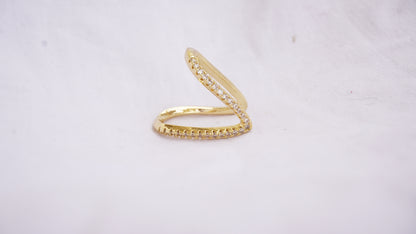 Pure Sterling Silver Gold-Plated Cubic Zirconia Studded Vanki Ring