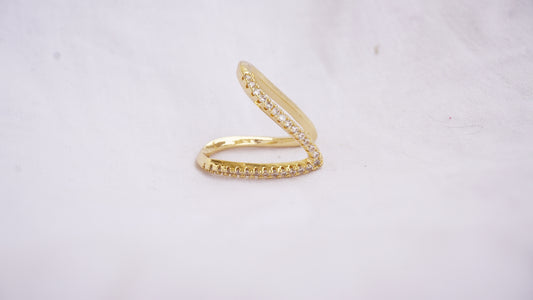 Pure Sterling Silver Gold-Plated Cubic Zirconia Studded Vanki Ring