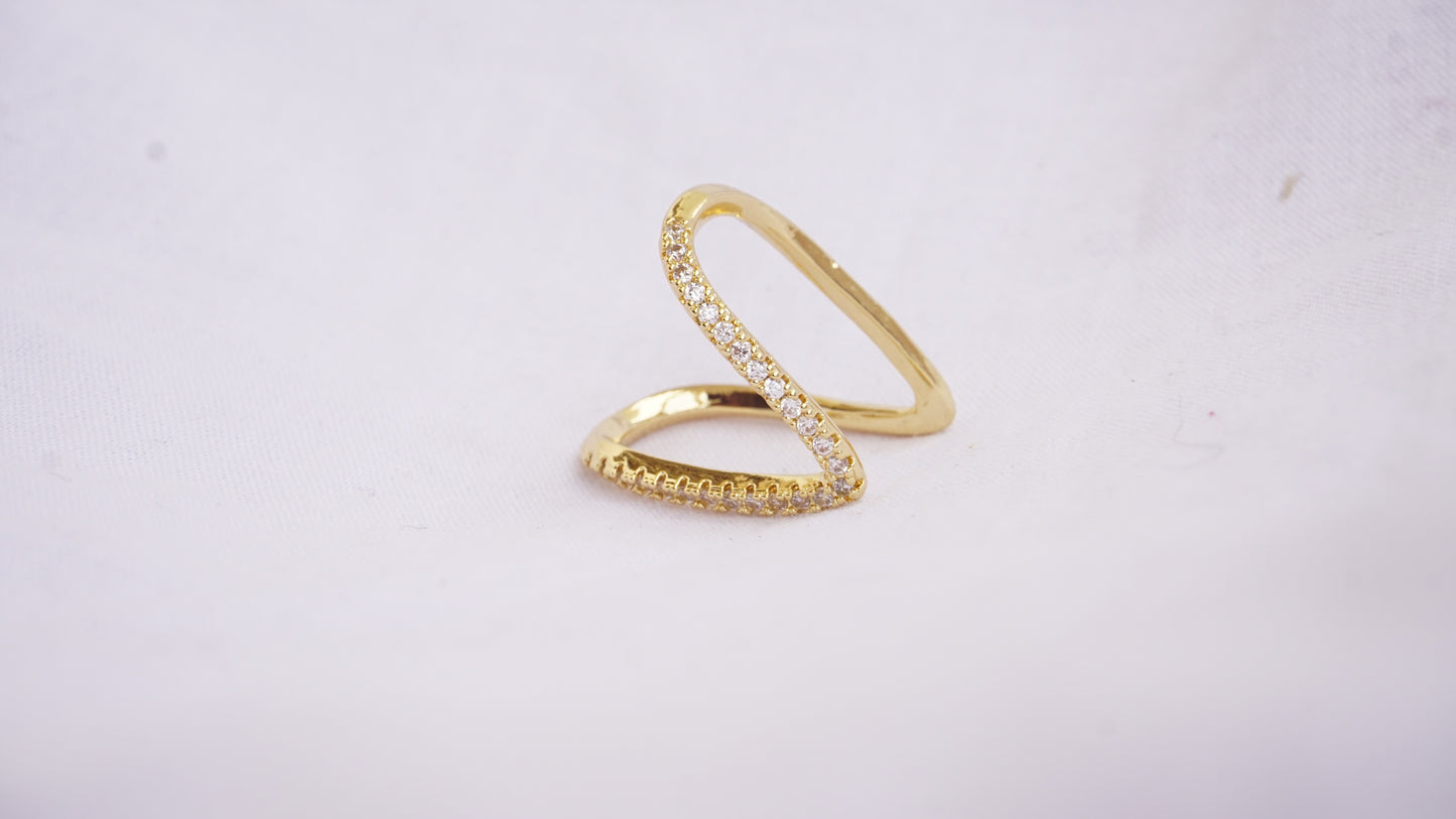 Pure Sterling Silver Gold-Plated Cubic Zirconia Studded Vanki Ring