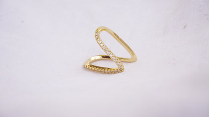 Pure Sterling Silver Gold-Plated Cubic Zirconia Studded Vanki Ring