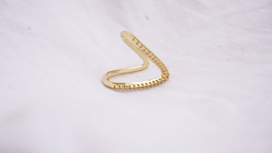 Pure Sterling Silver Gold-Plated Cubic Zirconia Studded Vanki Ring