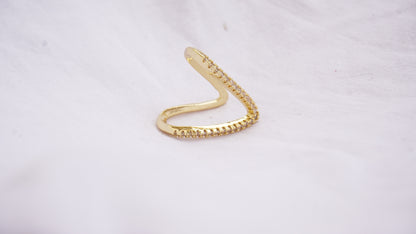 Pure Sterling Silver Gold-Plated Cubic Zirconia Studded Vanki Ring