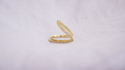 Pure Sterling Silver Gold-Plated Cubic Zirconia Studded Vanki Ring