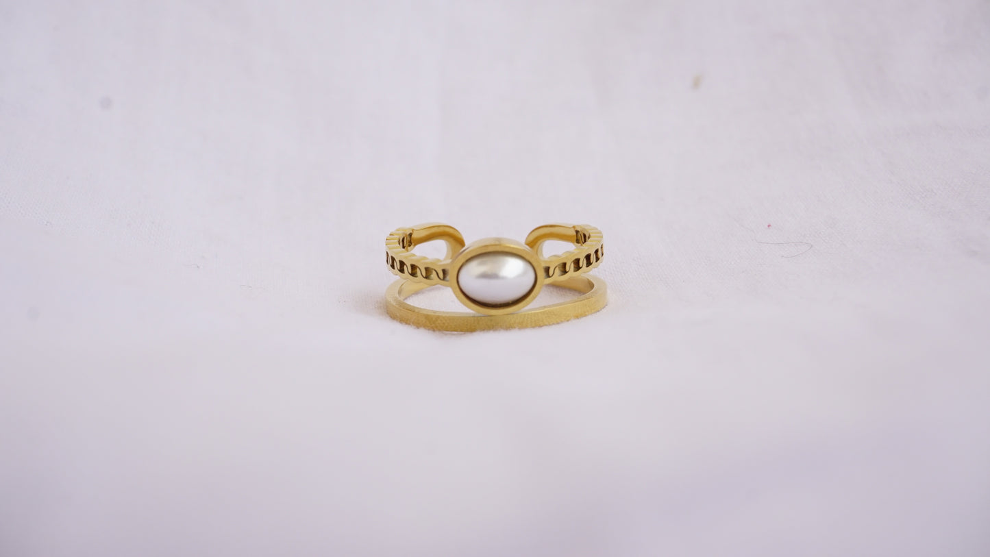 Brass Pearl Gold Plated Rin