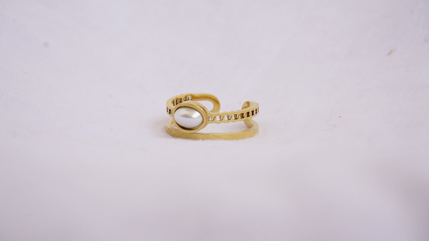 Brass Pearl Gold Plated Rin