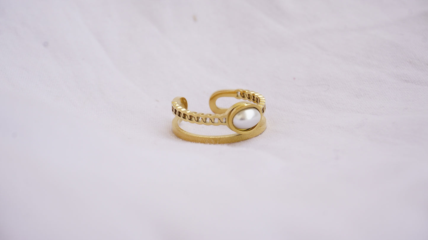 Brass Pearl Gold Plated Rin