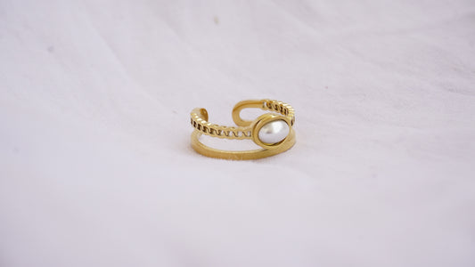 Brass Pearl Gold Plated Rin