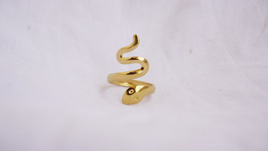 Snake Design Finger Ring Copper Gold Plated Ring