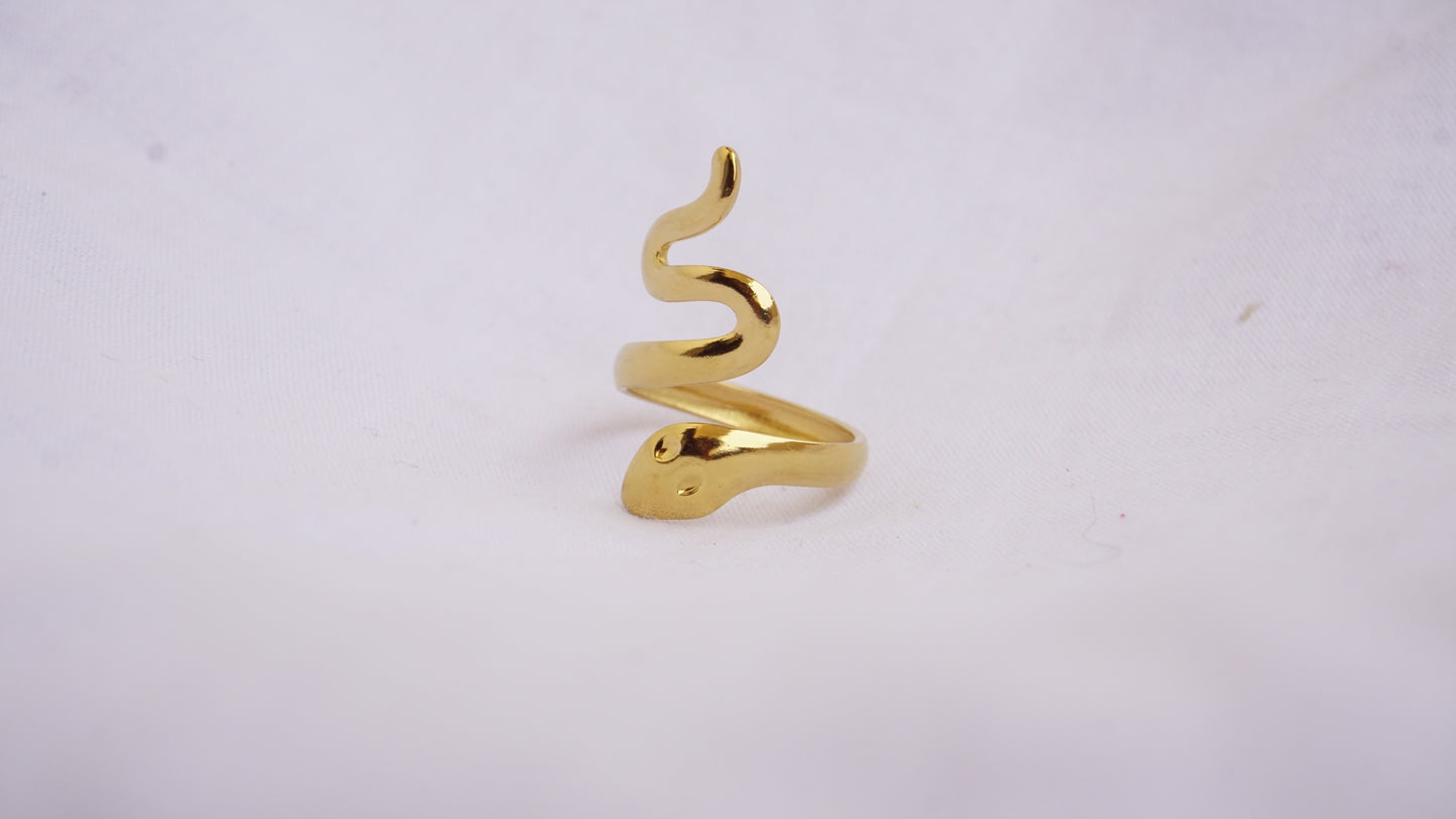 Snake Design Finger Ring Copper Gold Plated Ring