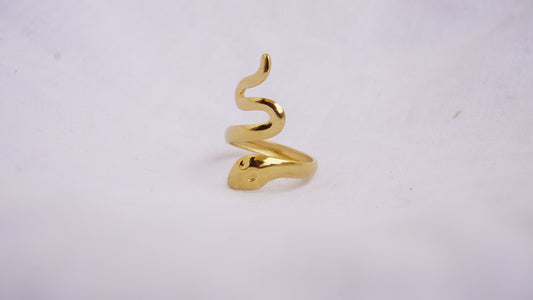 Snake Design Finger Ring Copper Gold Plated Ring