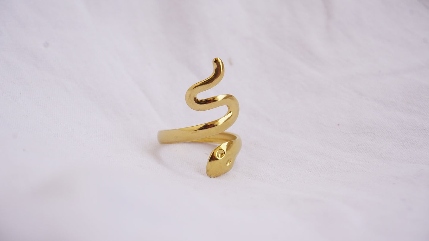 Snake Design Finger Ring Copper Gold Plated Ring