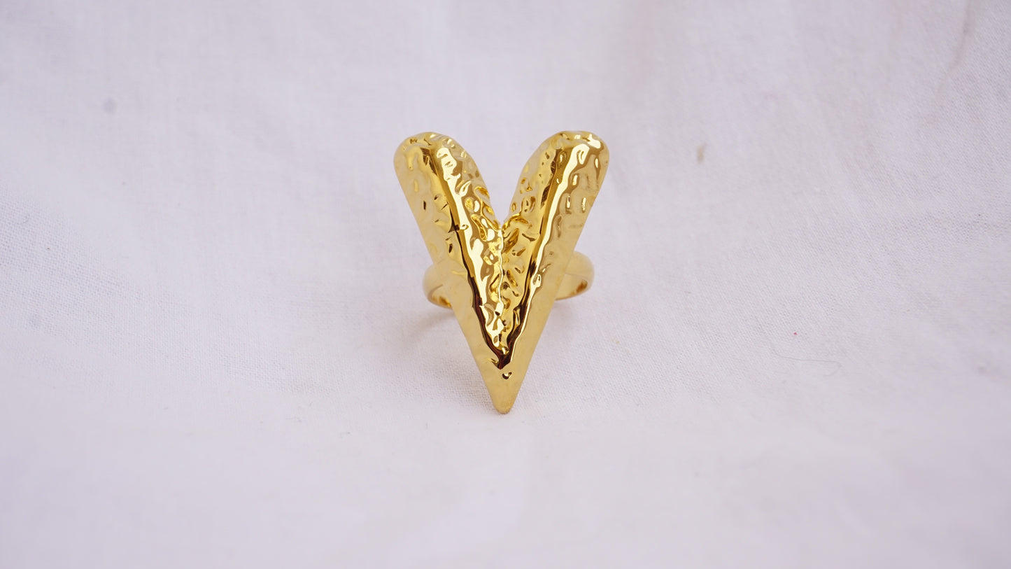 Gold Color Irregular Heart Ring for Women