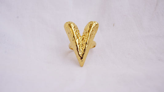 Gold Color Irregular Heart Ring for Women