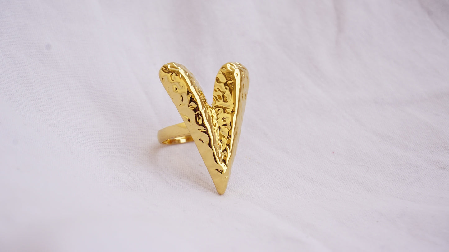 Gold Color Irregular Heart Ring for Women