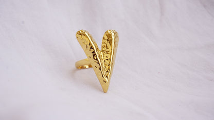 Gold Color Irregular Heart Ring for Women