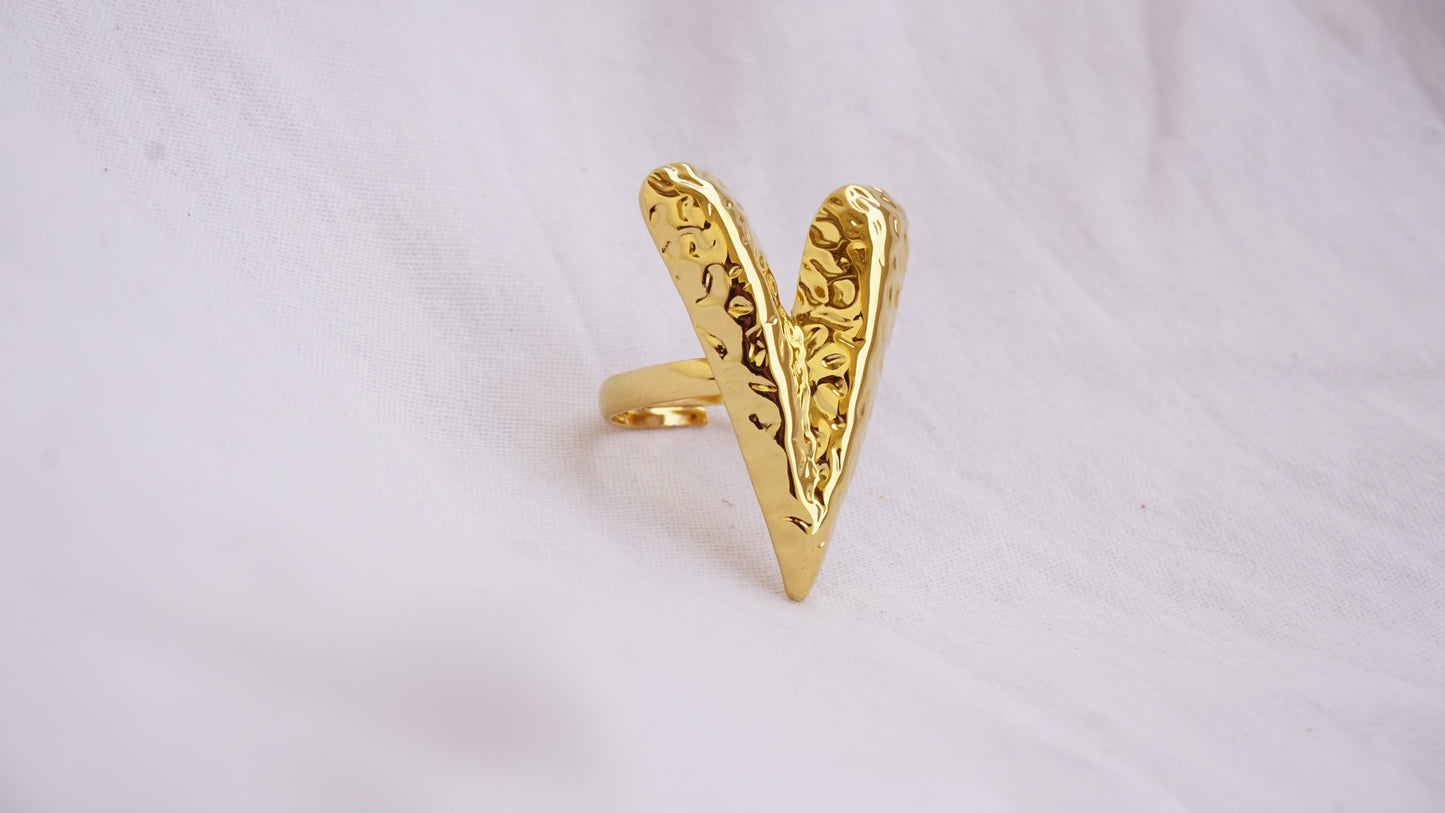 Gold Color Irregular Heart Ring for Women
