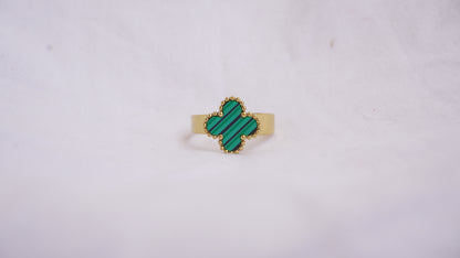 Casual Green Stone Ring Gold Plated Ring For Women & Girls