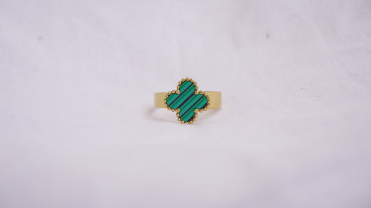 Casual Green Stone Ring Gold Plated Ring For Women & Girls
