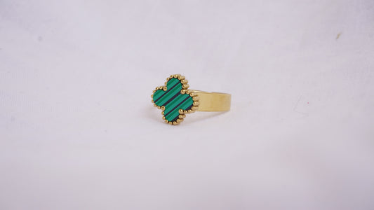 Casual Green Stone Ring Gold Plated Ring For Women & Girls
