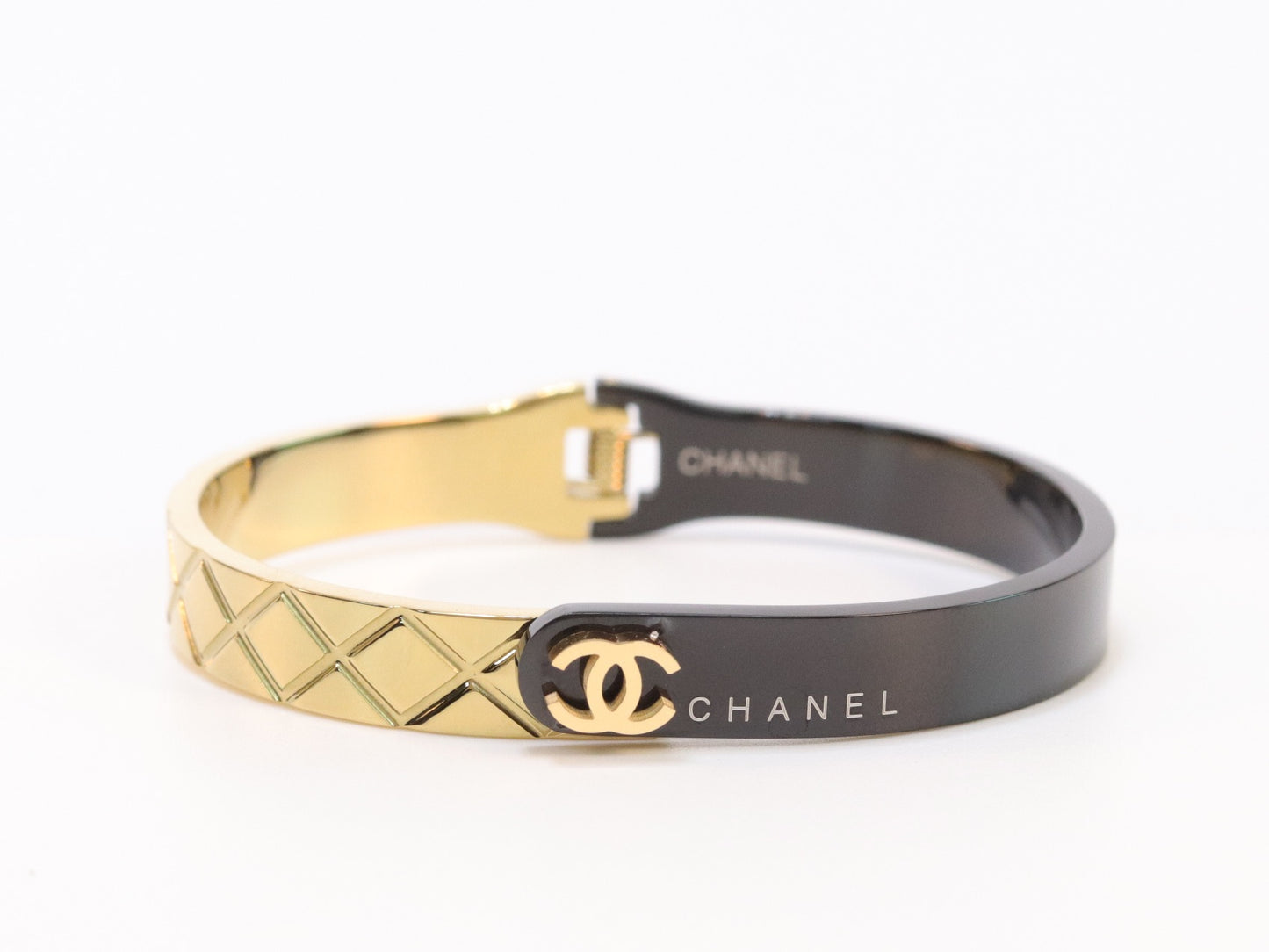 Half n Half gold black cross band style bracelet