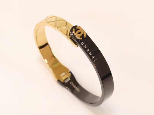 Half n Half gold black cross band style bracelet