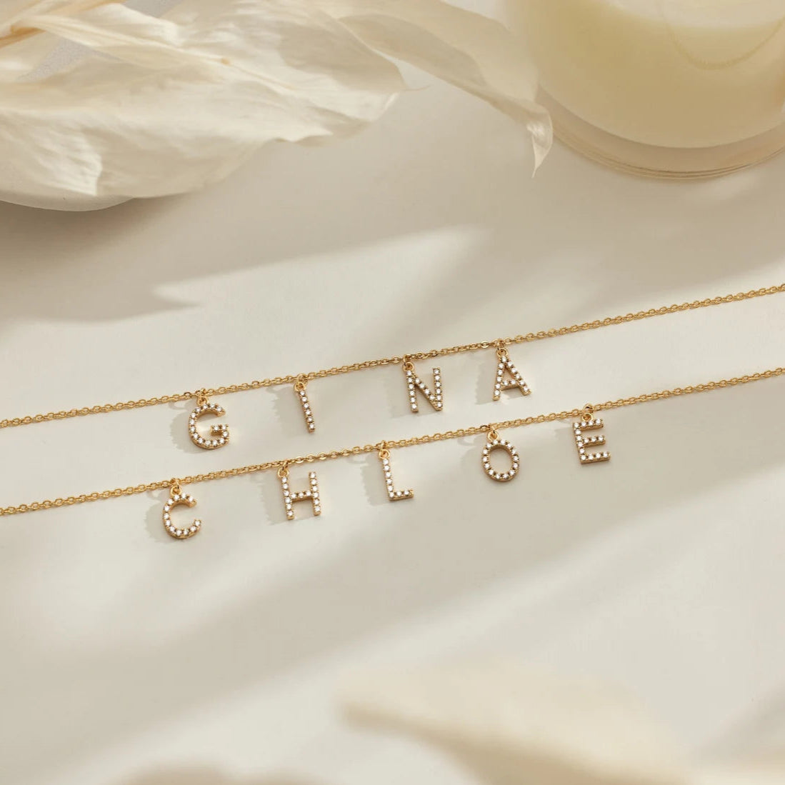 Personalized Dangle Initial Name Necklace