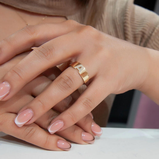 Thick Band Letter Ring Birthday Gift