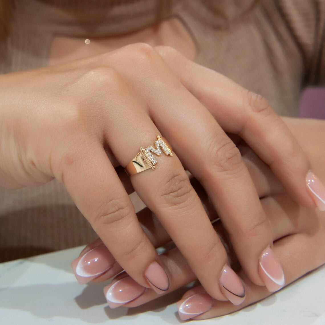 Thick Band Letter Ring Birthday Gift